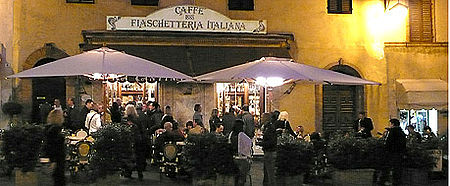 Mooi café in Montalcino, Toscane.